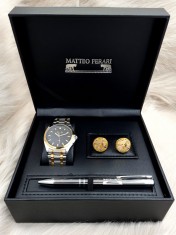 Set cadou pentru barbati Matteo Ferari, ceas, butoni, pix metalic MF066B110G foto
