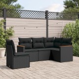 Gossi set mobilier de gradina cu perne, 5 piese, negru, poliratan