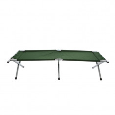 Sezlong camping pliant, structura metalica, 190 x 65 x 42 cm, Verde