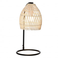 HOMCOM Lampă de Masă din Rattan, Iluminat Ambiental pentru Citit, Stil Vintage, Cuplare E27 Ф20x41cm, Bej | Aosom Romania