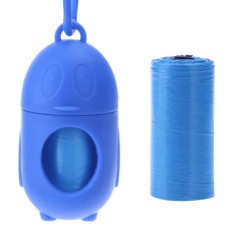 Set 2 role x 15 saci menajeri pentru fecale si dispenser cu agatatoare, pentru caini si pisici, Albastru, Ropet
