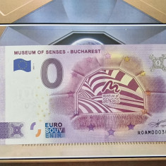 Bancnota suvenir de 0 euro România: Muzeul simțurilor din București, 2023
