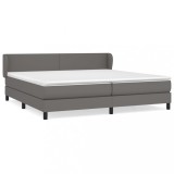 Cumpara ieftin Pat cu arcuri, cu saltea, gri, 200x200 cm, piele ecologica