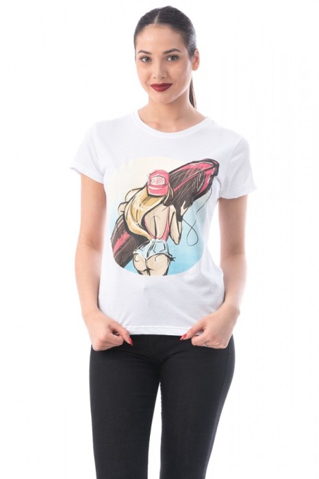 G296-2 Tricou cu maneca scurta si imprimeu tip surf
