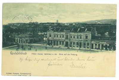 3879 - ALBA IULIA, Market, Litho, Romania - old postcard - used - 1906 foto