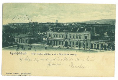 3879 - ALBA IULIA, Market, Litho, Romania - old postcard - used - 1906 foto