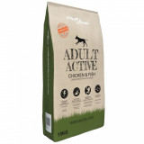 vidaXL Hrană c&acirc;ini uscată Premium, pui &amp; pește adulți activi, 15 kg 170493