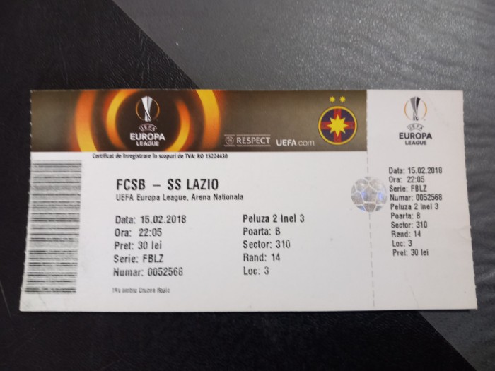 bilet Steaua - Lazio