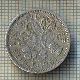 12155 MONEDA -MAREA BRITANIE - SIXPENCE -ANUL 1961 -STAREA CARE SE VEDE foto