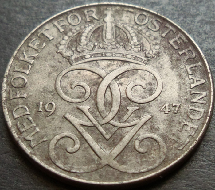 Moneda istorica 5 ORE - SUEDIA, anul 1947 * cod 3017