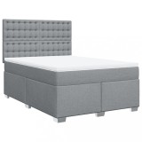 Cumpara ieftin Pat continental cu saltea, gri deschis, 160x200 cm, textil
