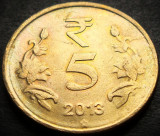 Moneda 5 RUPII - INDIA, anul 2013 * cod 4169 = luciu de batere