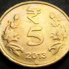Moneda 5 RUPII - INDIA, anul 2013 * cod 4169 = luciu de batere