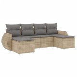 Cumpara ieftin Set canapele de gradina cu perne, 6 piese, bej, poliratan