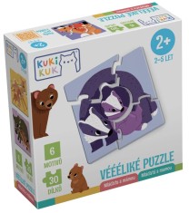 Joc educational pentru copii, Puzzle Mama si Puii, KuKiKuk Efko, 6 perechi, 30 piese mari, carton gros, animatii colorate haioase, varsta 2-5 ani
