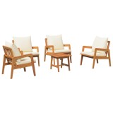 vidaXL Set bistro cu pernă 5 pcs Maro Lemn Solid de Acacia 3328611
