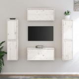VidaXL Comode TV, alb,6 buc., lemn masiv de pin