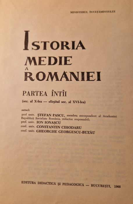 Istoria medie a romaniei partea intai secolele 10 - 16 Stefan Pascu