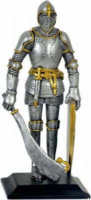Statueta Cavaler Medieval cu Scut si Palos 23 cm foto