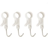 Set 4 Carlige Multifunctionale, Tubulare, Pentru Baie/Bucatarie, din ABS, 8.7 x 3.5 cm, Alb