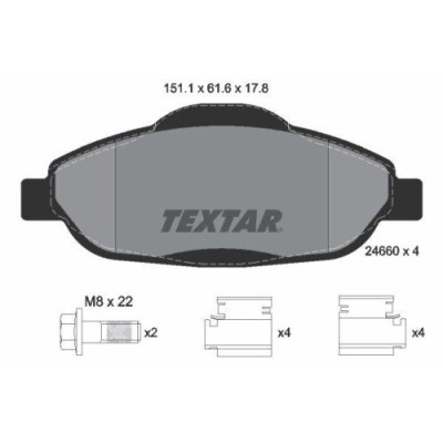 Placute frana Peugeot 3008 Mpv (0u) 05.09-12.17, 3008 Van (0u) 05.09-12.17, 308 Cc (4b) 02.09-12.15, 308 I (4a 4c) 09.07-12.16 , Fata, TEXTAR foto