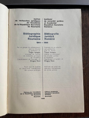 Traian Ionascu Bibliografie Juridica Romana 1944-1968 foto