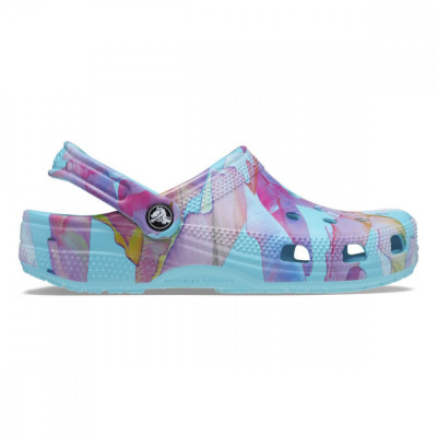 Saboti Crocs Classic Palm Print Clog Albastru deschis - Neptune/Multi foto