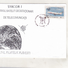 bnk fil Eroare Plic ocazional Syncom 1 stampila Sputnik 2 - Ploiesti 1998