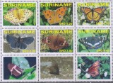 Timbre cu fluturi din &icirc;ntreaga lume din Suriname, Nestampilat