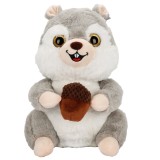 Jucarie de plus, Puffy Friends, Veverita cu ghinda, Gri, 30 cm