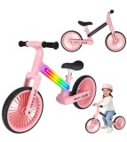 Bicicleta fara pedale cu LED Trike Fix Glow roz