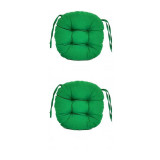 Set Perne decorative rotunde, pentru scaun de bucatarie sau terasa, diametrul 35cm, culoare verde inchis, 2 buc/set, Palmonix