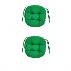 Set Perne decorative rotunde, pentru scaun de bucatarie sau terasa, diametrul 35cm, culoare verde inchis, 2 buc/set