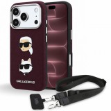 Husa pentru Apple iPhone 18 Pro Max / 17 Pro Max, Karl Lagerfeld, Saffiano Crossbody Karl &amp; Choupette Head's Pins Logo, Visinie