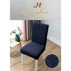 Set 6 Huse Elastice pentru Scaun, Bumbac, Bluemarin - SIPRHSC-10