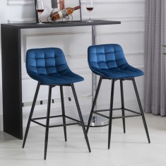 HOMCOM set 2 scaune bar, stil nordic, 45x47x88cm catifea foto