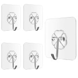 Cumpara ieftin Set 5 carlige adezive transparente, rezistente, multifunctionale, plastic, metal