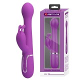 Vibrator Iepuras Dejon, 7 Moduri Vibratii, 4 Moduri Impingere si Rotatii, Silicon, USB Magnetic, Mov Inchis, 22.6 cm