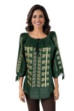 Bluza dama RS25 verde/bej , marimea 3XL, Casual, Bumbac