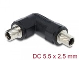 Adaptor cu filet DC 5.5 x 2.5 mm M-M unghi 90 grade, Delock 90944