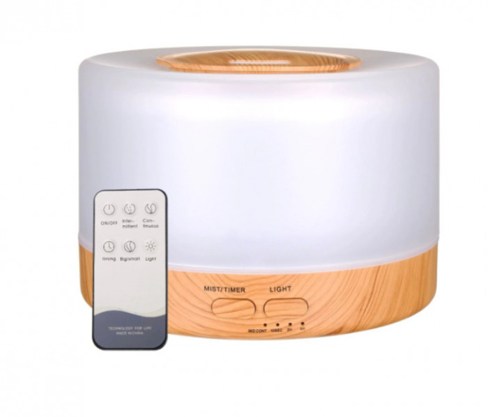 Umidificator de aer ultrasonic, 500 ml, cu Difuzor aromaterapie + telecomanda