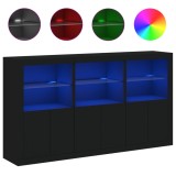 Cumpara ieftin Servanta cu lumini LED, negru, 181,5x37x100 cm