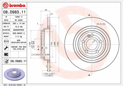 BREMBO 08.D983.11 PRIME LINE - UV Coated Disc frana foto
