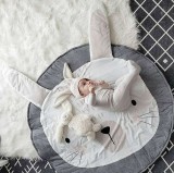 Covor animat pentru copii Sehfupoye, iepure, bumbac, alb/gri, 90 cm