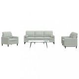 VidaXL Set de canapele cu perne, 3 piese, gri deschis, catifea