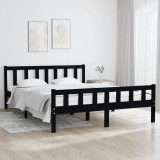 VidaXL Cadru de pat King Size, negru, 150x200 cm, lemn masiv