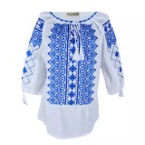 Cumpara ieftin Bluza Tip Ie Alba cu Motiv Floral Albastru - BMG32