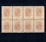 1897 - Spic de Grau, 1 BANI, filigran PR mijlociu, bloc de 8 neuzat