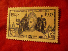 Timbru Niger colonie franceza 1937- Expozitia Paris , val. 1,5fr ,fara guma foto