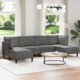 vidaXL Set de mobilier pentru living cu pernă 6 pcs Gri &icirc;nchis Catifea 3413737